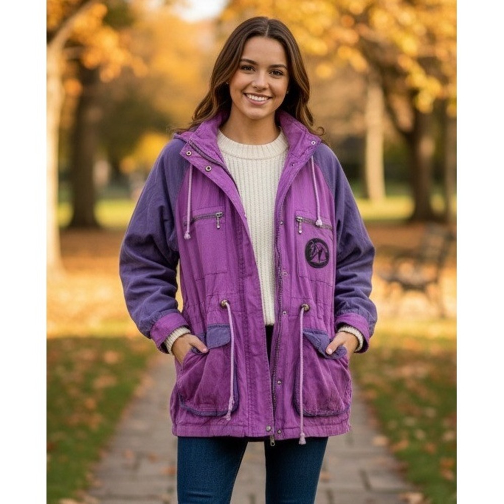 Cavalier Fashion Color Block Zip Up Jacket Women's Size M? Pockets Retro 90s Y2K